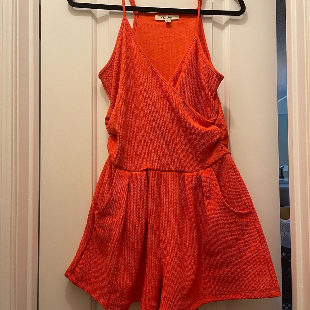 Red shorts romper